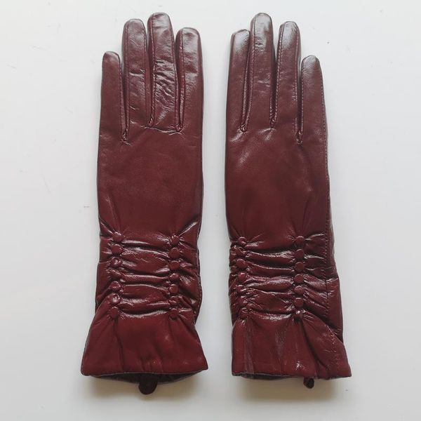 

five fingers gloves gours genuine leather for women winter keep warm black real goatskin super discount clearance sale kcl, Blue;gray