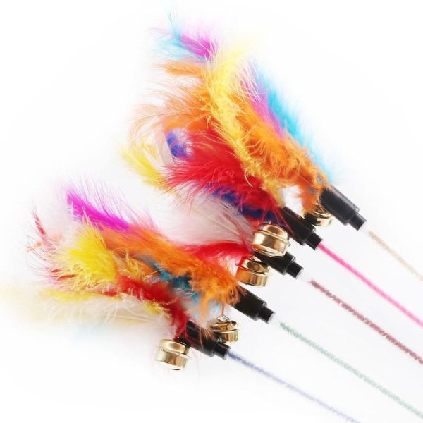 

cat toys cute design stick flexible extendable pet toy wire feather teaser plush flying training for