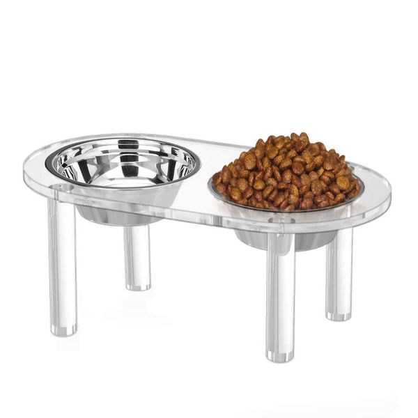 

cat bowls & feeders transparent acrylic overhead pet feeder, with food and water dishes breeding dog bowl