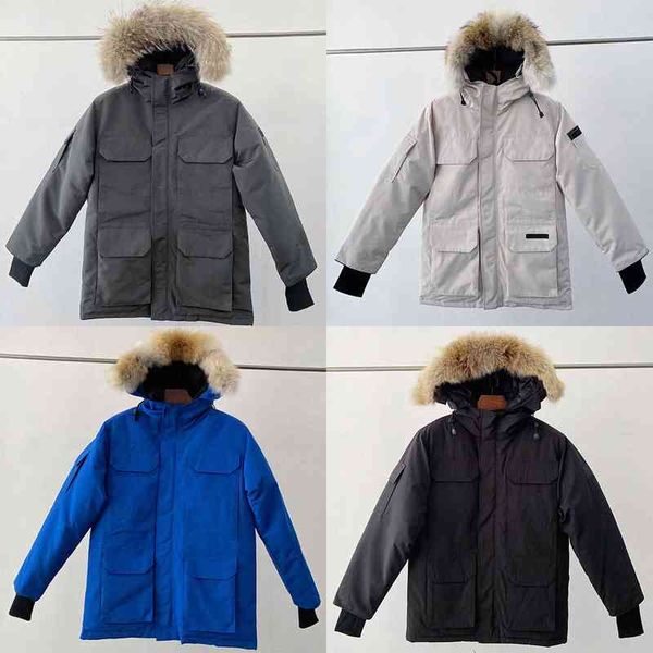 

digner down cota mens outwear coats clothing men et black label hoodi swahits warm thick zipper parkas wolf fur fashion ets t06k#