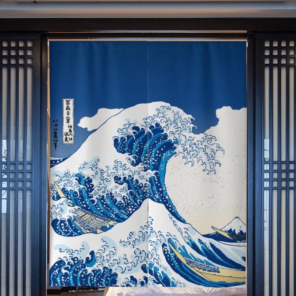 

japanese wave door curtain ukiyo-e partition kitchen bedroom toilet bathhouse feng shui japan home decor & drapes