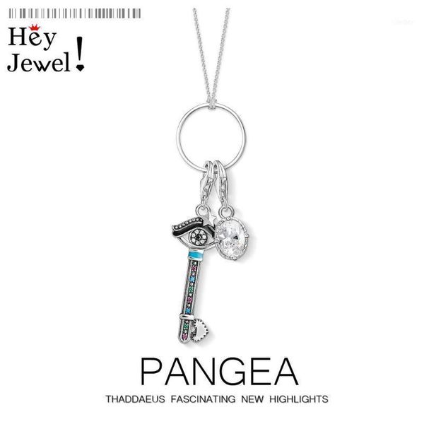 

chains charm necklace love key & oval stone,2021 spring fashion jewelry europe 925 sterling silver bijoux romantic gift for women1