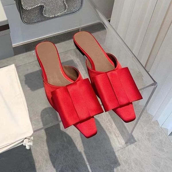 

slippers flat women's 2021 summer fashion wear square toe lazy half drag big bow shoes casual comfortable sandals, Black