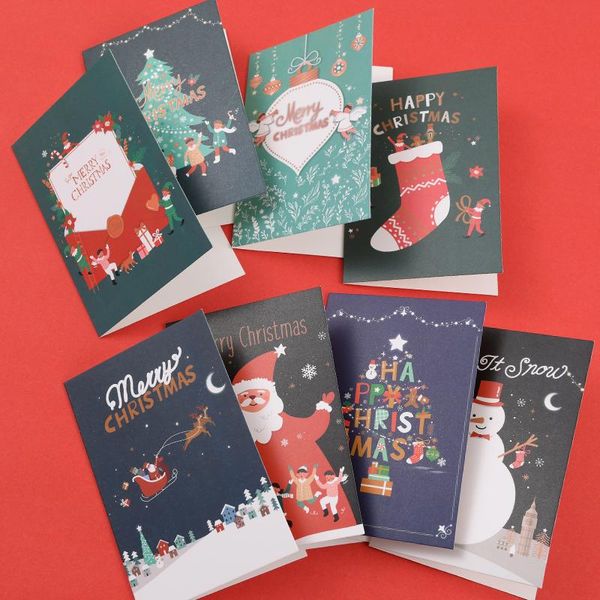 

greeting cards 8pcs gift merry chritmas year with envelope and xmas tree stickers cute designs