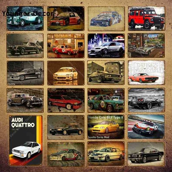

classic er racing car poster wall art metal plaque for pub bar club living room home decor movie automobile tin signs yi-059