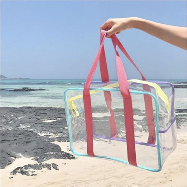 

storage bags korea ins portable clear makeup bag for women zipper waterproof cosmetics transparent travel pvc toiletry carry pouc