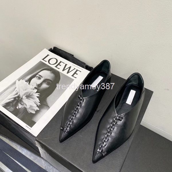 

dress shoes summer women's style pointed head shallow mouth flat bottom breathable and comfortable one foot lazy shoes fashion, Black