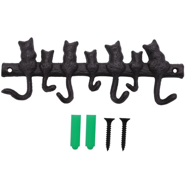 

hooks & rails 7 cats cast iron wall hanger-decorative keys holder with hooks-wall mounted