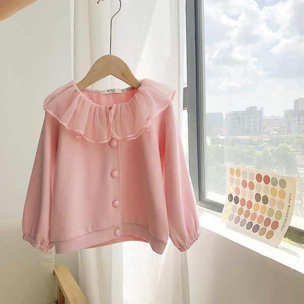 

children clothing winter girls new coat korean style doll collar baby girl cardigan knitted coat christmas clothing baby clothes, Blue;gray