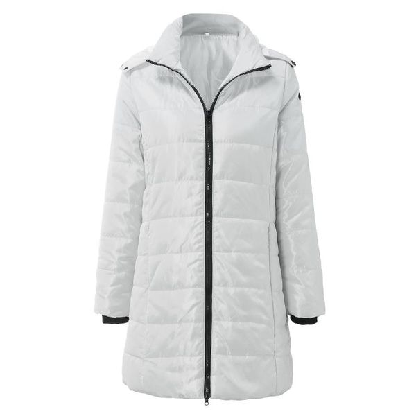 

women's wool & blends 2021 women casual solid zipper pocket loose long sleeve cotton-padded jacket hooded button fashion daily coat fas, Black