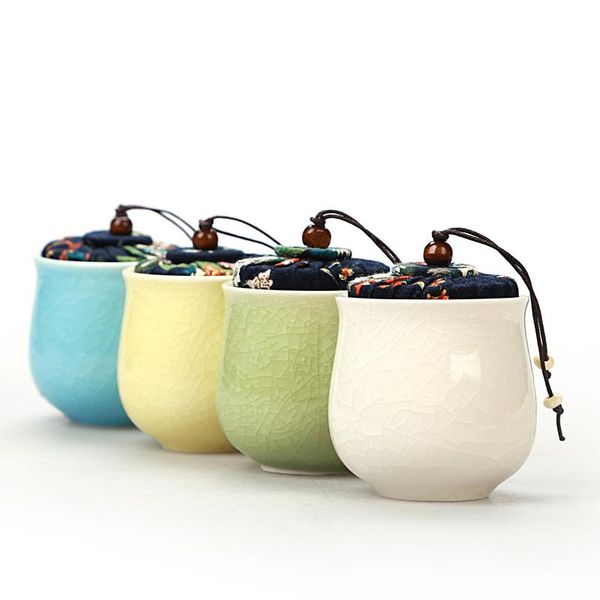 

storage bottles & jars portable porcelain tank organization jar with flannel lid | for coffee bean tea candy jams biscuits spices