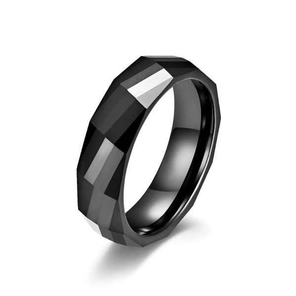 

wedding rings 6mm black geometric rhombus tortoise surface simple ceramics for men engagement anniversary gift, Slivery;golden