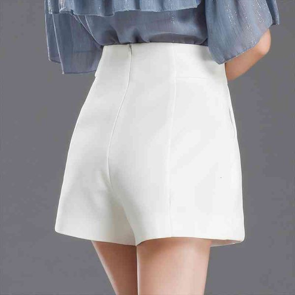 

white women shorts summer solid high waist wide leg office lady elegant all match shorts quality, White;black