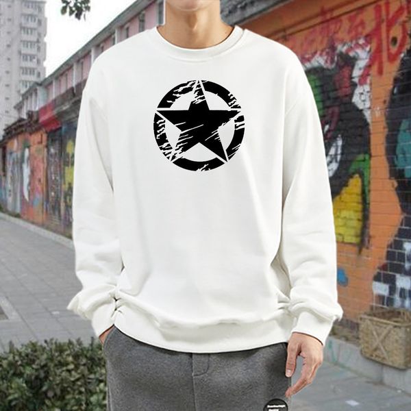 

autumn sweaters men's large casual round star printed sweaters, Black