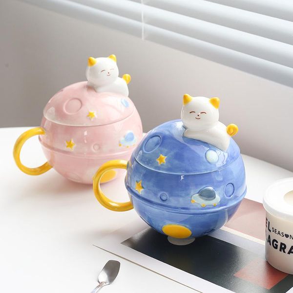 

mugs creative cat ceramics coffee mug 3d cartoon star 450ml cute kitten tea milk juice cup home office drinkware gift girlfriend