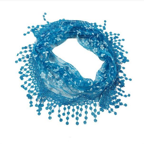 

scarves chiffon scarfs for ladies lace hollow tassel sheer burntout floral print mantilla scarf embroidery elegant shawl, Blue;gray