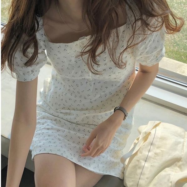 

2021 new printed skirt, high waist, casual, cotton, elegant, formal, square collar, short sleeve, button, summer npoq, Black;gray