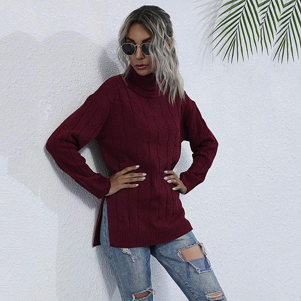 

women's sweaters autumn/winter red sweater turtleneck warm fashion knitted pullover womens knit plus size long sleeve, White;black