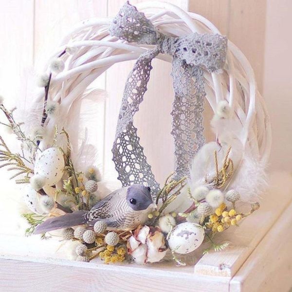 

decorative flowers & wreaths white garland wicker round design christmas diy rattan wreath ornaments hanging flower crafts home door ornamen
