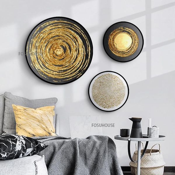 

decorative objects & figurines modern home decor ornaments light luxury background wall creative designer circular frame living room hanging