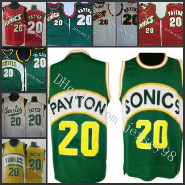

seattle supersonics men #20 gary payton men retro basketball jersey, Black