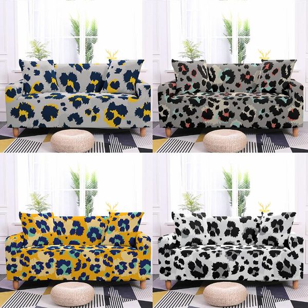 Tampa a cadeira Tampa de sofá elástica de leopardo aquarela esticada Graffiti Canto seccional Couch Amarelo Bliplair Slipcover 1/2/3/4 do assento