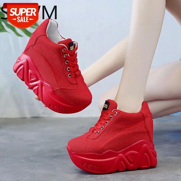 

women platform sneakers autumn breathable wedges casual shoes 11cm high heels chunky sneakers dad shoes woman deportivas mujer #cf3f