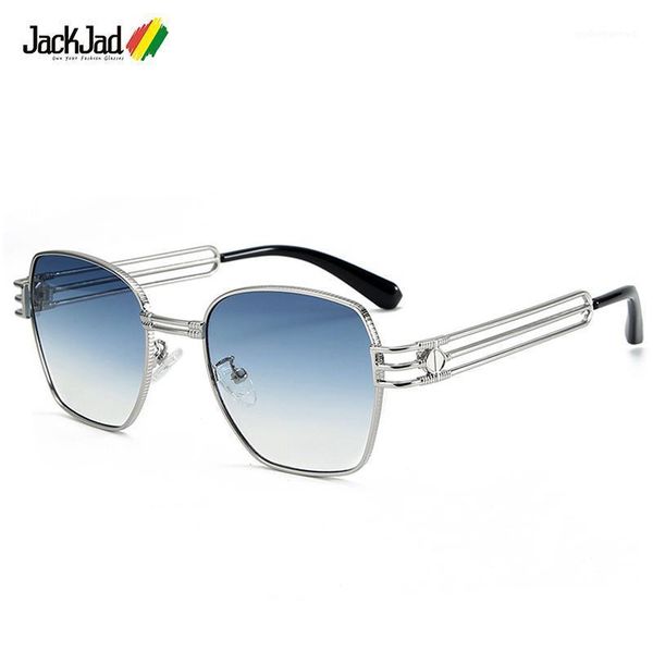 

jackjad 2021 fashion cool steampunk style punk rock sunglasses men women vintage classic metal sun glasses 3070, White;black