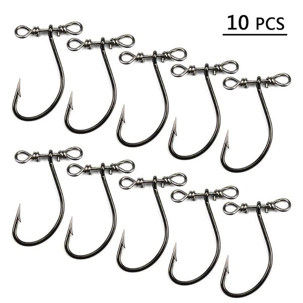 

fishing hooks barbed hook 10pcs / 20pcs carbon steel worm soft bait jig with swivel for pesca
