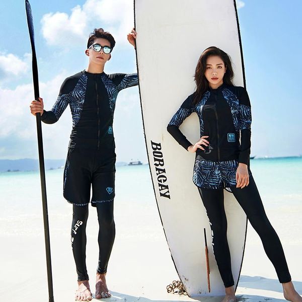 

couples matching rash guard women men long sleeve swimwear quick dry high elastic surfing suits beach wear m-4xl 2021 est one-piece