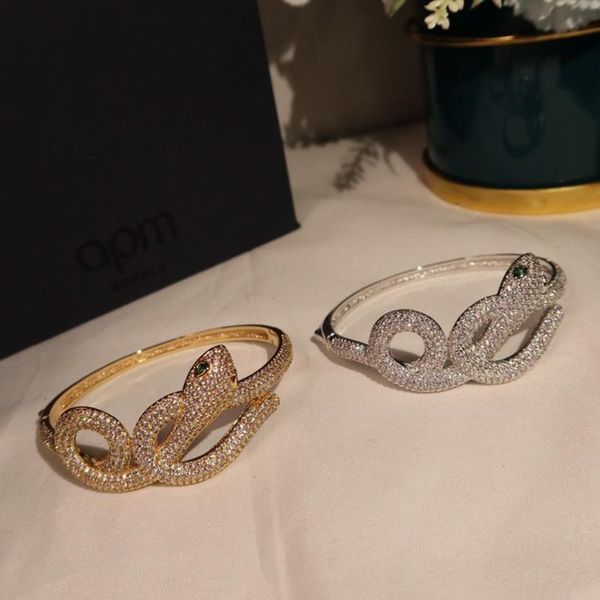 

brand pure 925 sterling silver jewelry for women snake bangle gold color wedding engagement bracelet, Black
