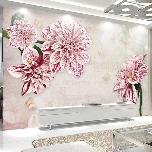 

wallpapers custom po wallpaper 3d stereo pink flowers nordic style murals living room bedroom romantic home decor wall paper for