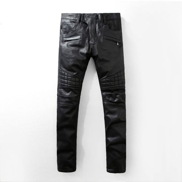 

senior designer brand bicycle jeans manual paste crystal golden wings black patchwork men's fashion crime zipper pants, Blue