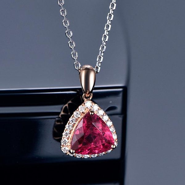 

pendant necklaces moonrocy crystal chokers necklace rose gold color red heart for women female drop jewelry wholesale gift, Silver