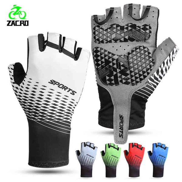 

zacro cycling  summer sport bicycle anti slip breathable shockproof half finger glove gel pad outdoor fitness, Blue;gray