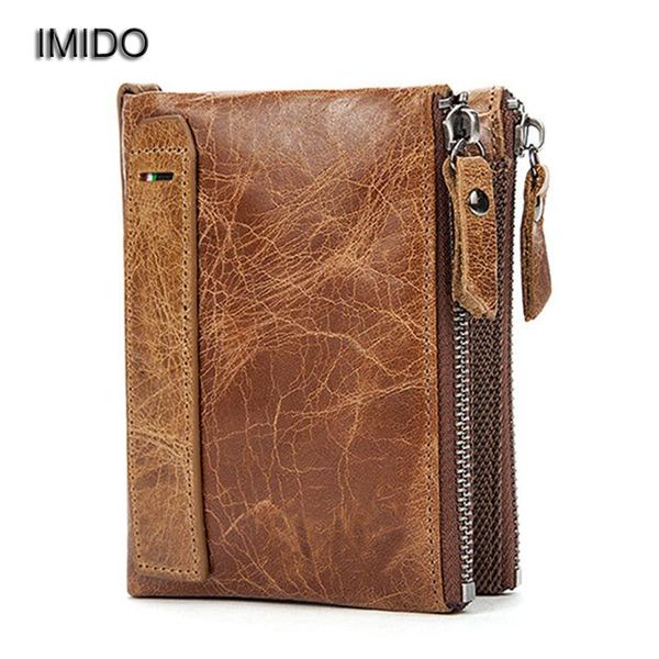 

wallets imido men short wallet genuine leather male hasp purse card holder zipper with coin bag clutch black brown wt027, Red;black