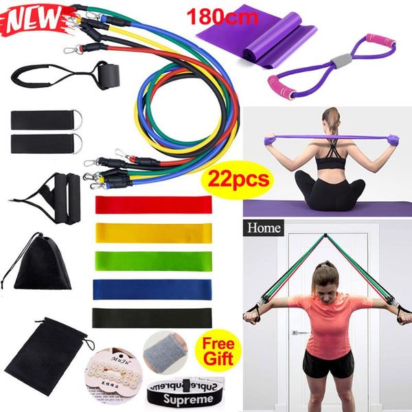 

resistance bands 22 pcs set of exercise for sports elastic workout pull rope gym portable fitness equipment