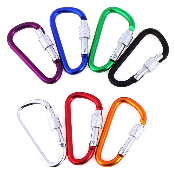 Locking Carabiners Gancio Serratura a vite Lock Hang Fibbia Esacto Escursionismo Camping Pulsante di arrampicata Clip Carabiner D Forma Anello Ganci per Borse