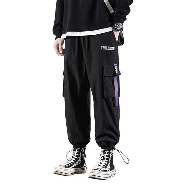 

harem pants men fashion pockets joggers hip hop streetwear homme sweatpants trousers male drop men's, Black