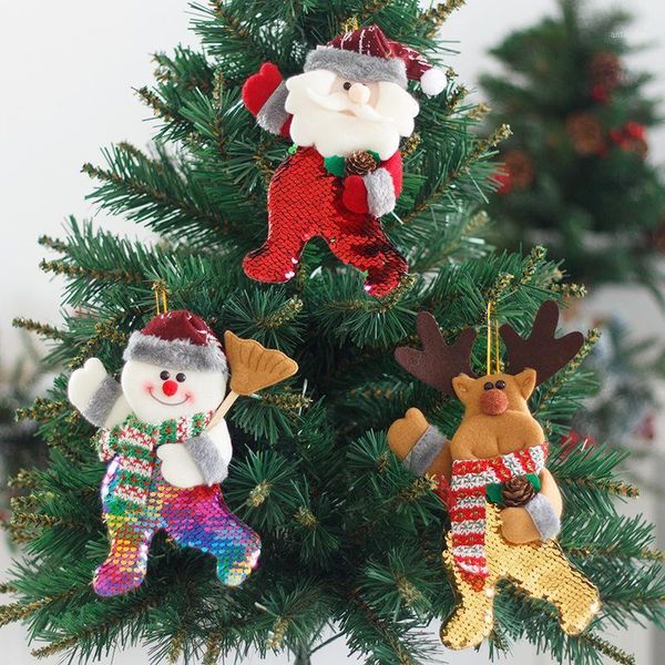 

christmas decorations 2021 colored sequin pendant flip cartoon tree decoration gift