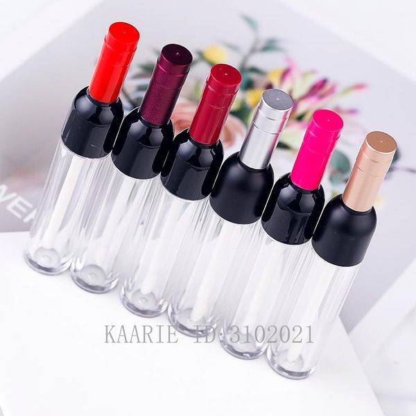 

storage bottles & jars 5ml 10/30/50pcs empty clear plastic lipgloss bottle with colored cap, wine shape creative portable lip gloss tube, li