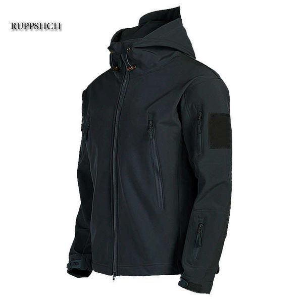 Bomber militare con cappuccio da combattimento dell'esercito tattico impermeabile da uomo Soft Shell in pelle di squalo militare X0710