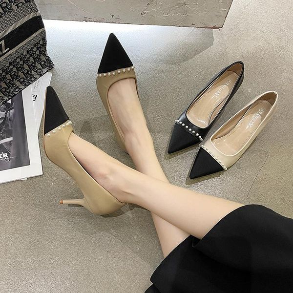 

dress shoes simple fashion high heels slip-on women pumps thin heel classic prom elegant intellectuality wedding zapatos tacon mujer, Black