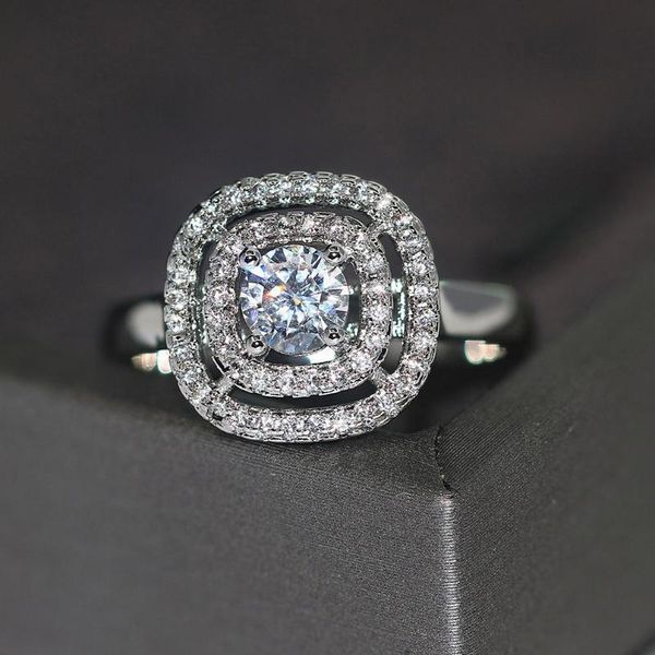 

wedding rings square fashion & engagement ring for women sliver color + cz crystal jewelry as love gift r652, Slivery;golden