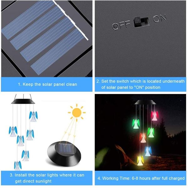 

solar lamps angel lamp wind chime led color change garden decoration