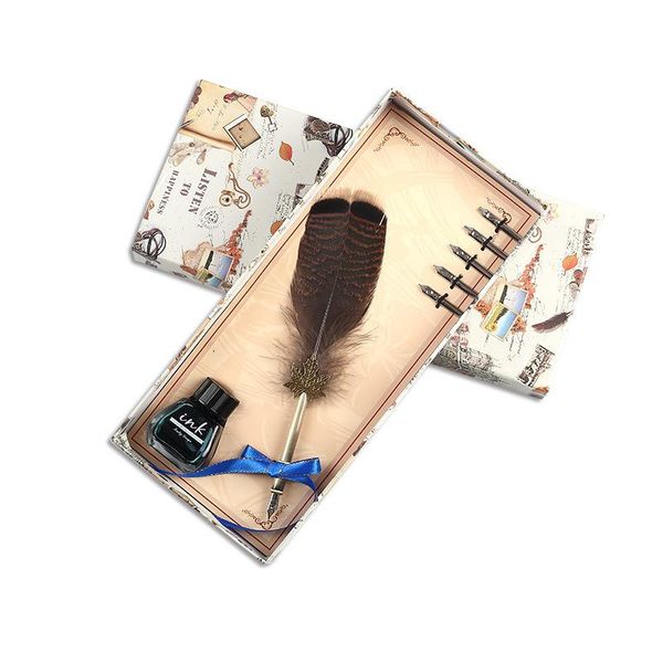 

fountain pens european retro feather pen set business dip signature graduation gift ouvenir 5 nibs for 1ink bottle
