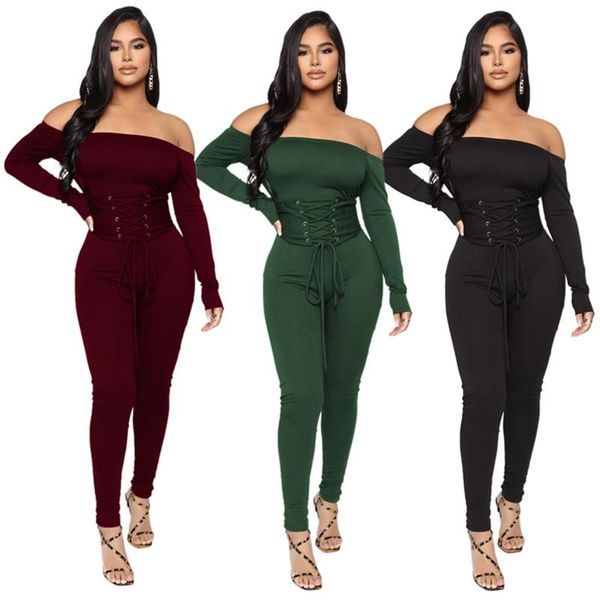 

women's jumpsuits & rompers solid color off shoulder bandage jumpsuit, Black;white
