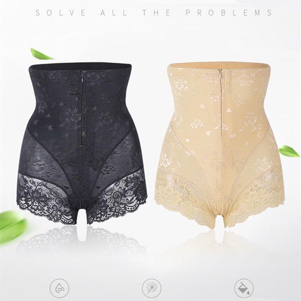 

women's shapers 2 pcs women high waist trainer body zip shaper panties tummy belly control slimming shapewear girdle underwear, Black;white