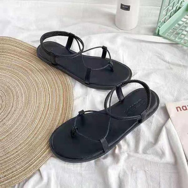 

sandals ladies retro foot flat summer shoes beach casual, Black