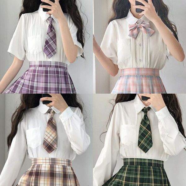 

original design women's white/black blouse peter-pan collar jk uniform office school shirt cute girl daily long short sleeve blouses &